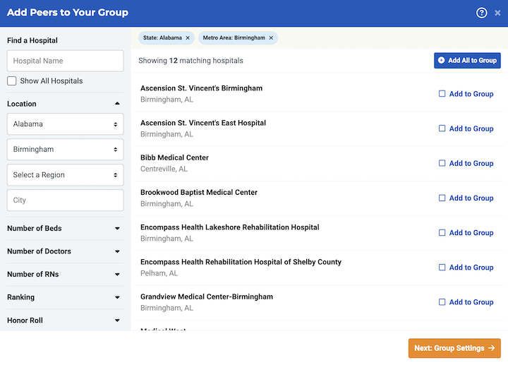 Peer Group Form Screenshot